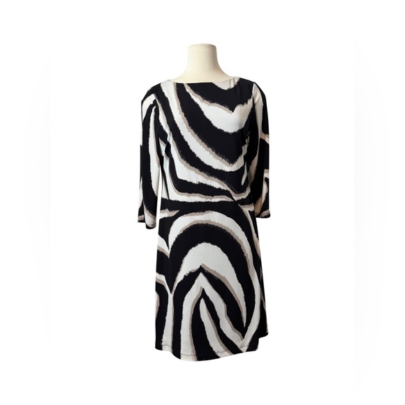 Chico's Dresses & Skirts - Chico's Black and White Swirl cold shoulder Dress